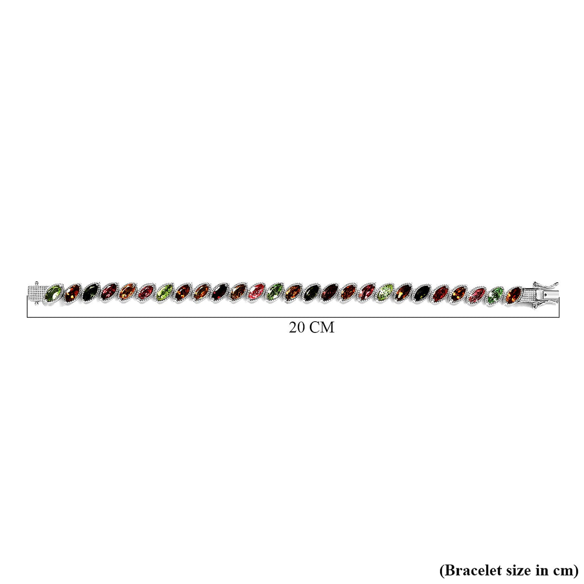 Multi Tourmaline Bracelet (Size - 7) in Platinum Overlay Sterling Silver 11.35 Ct, Silver Wt. 15.87 Gms. 7140771 5