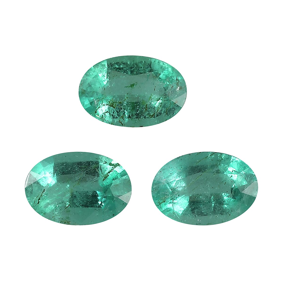 Set of 3 AAAA Boyaca Colombian Emerald Loose Gemstones in Oval Shape 1ct in Total 7851911 0