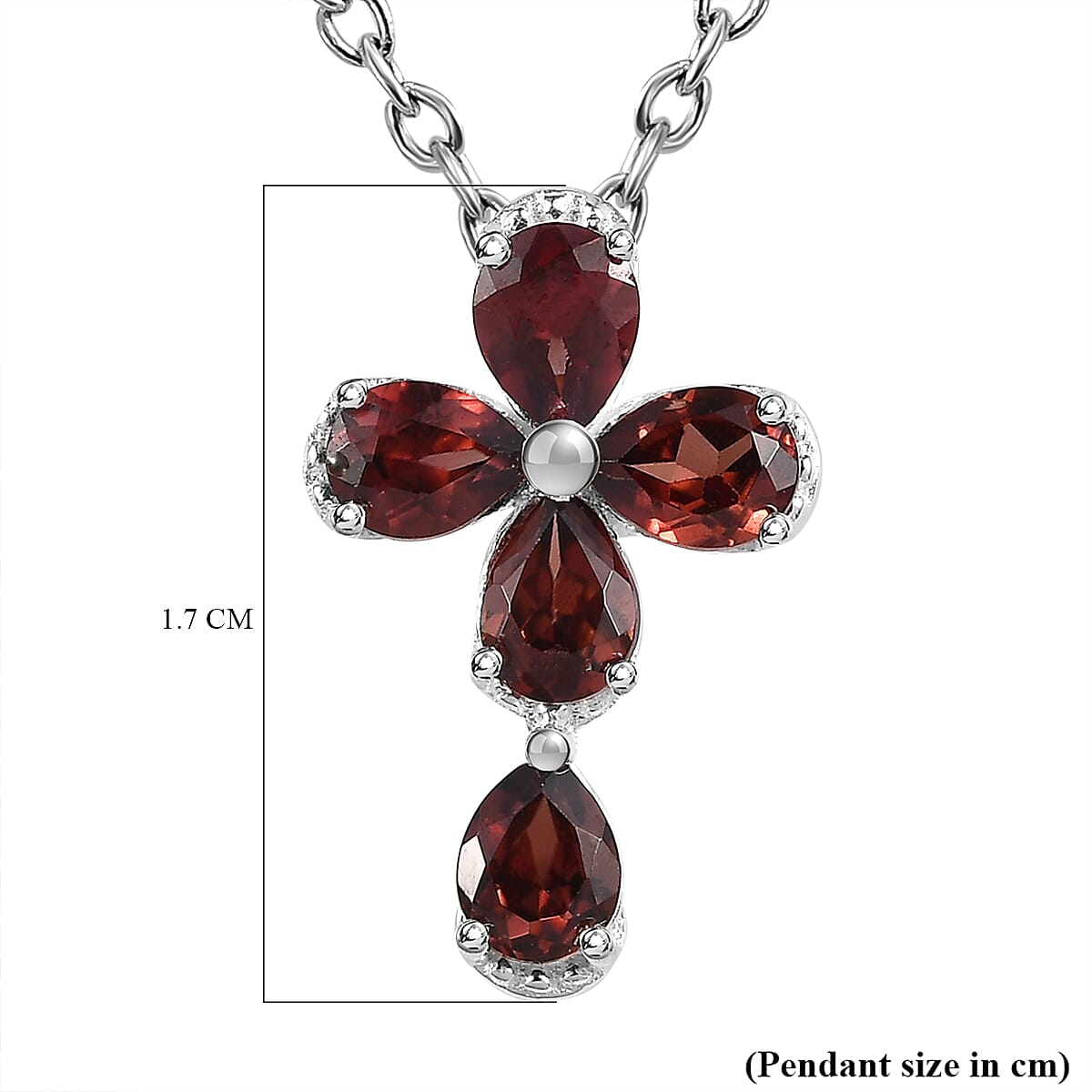 Raspberry Zircon Sterling Silver Cross Pendant with Stainless Steel Chain (Size 20) 1.30 Ct 4169691 5