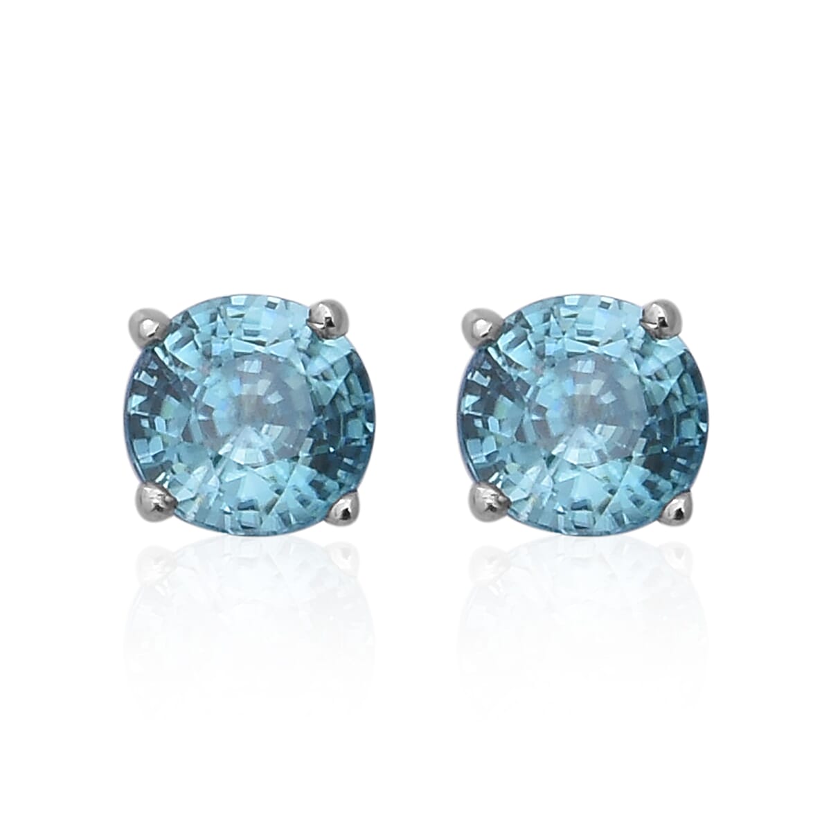 Ratanakiri Blue Zircon Stud Earrings in Rhodium Plated Sterling Silver 3642395 0