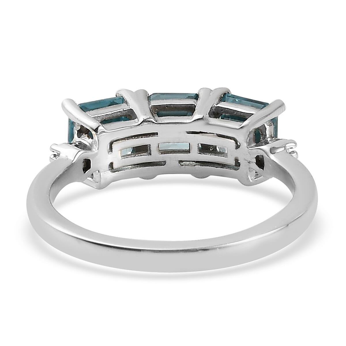 Ratanakiri Blue Zircon and Diamond Ring in Platinum Overlay Sterling Silver 2.94 Ct. 7908301 4