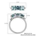 Ratanakiri Blue Zircon and Diamond Ring in Platinum Overlay Sterling Silver 2.94 Ct.