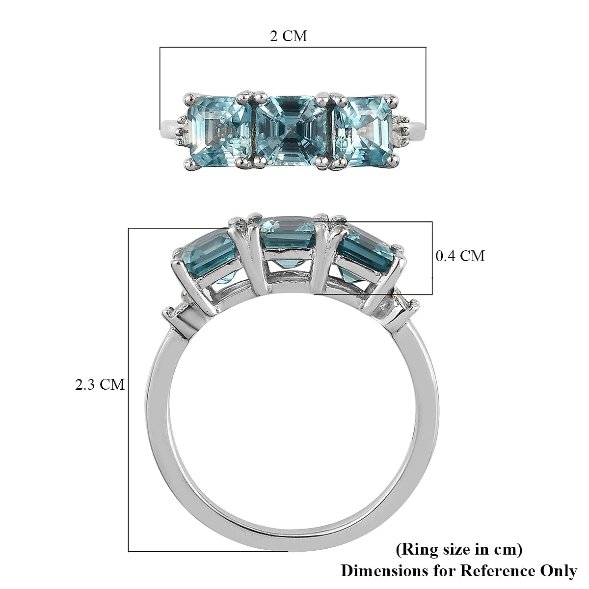 Ratanakiri Blue Zircon and Diamond Ring in Platinum Overlay Sterling Silver 2.94 Ct. 7908301 5