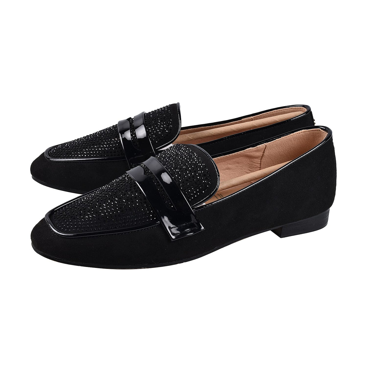 Ravel Black and Diamante Luis Loafers 6016599 0