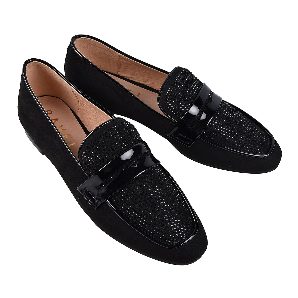 Ravel Black and Diamante Luis Loafers 6016599 1