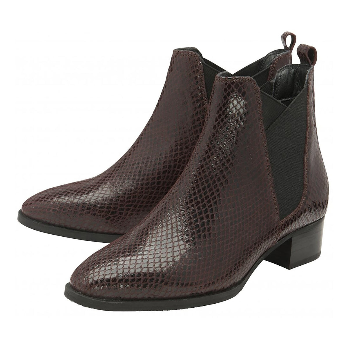 Ravel Bordo Loburn Snake Print Leather Ankle Boots 3520330 0
