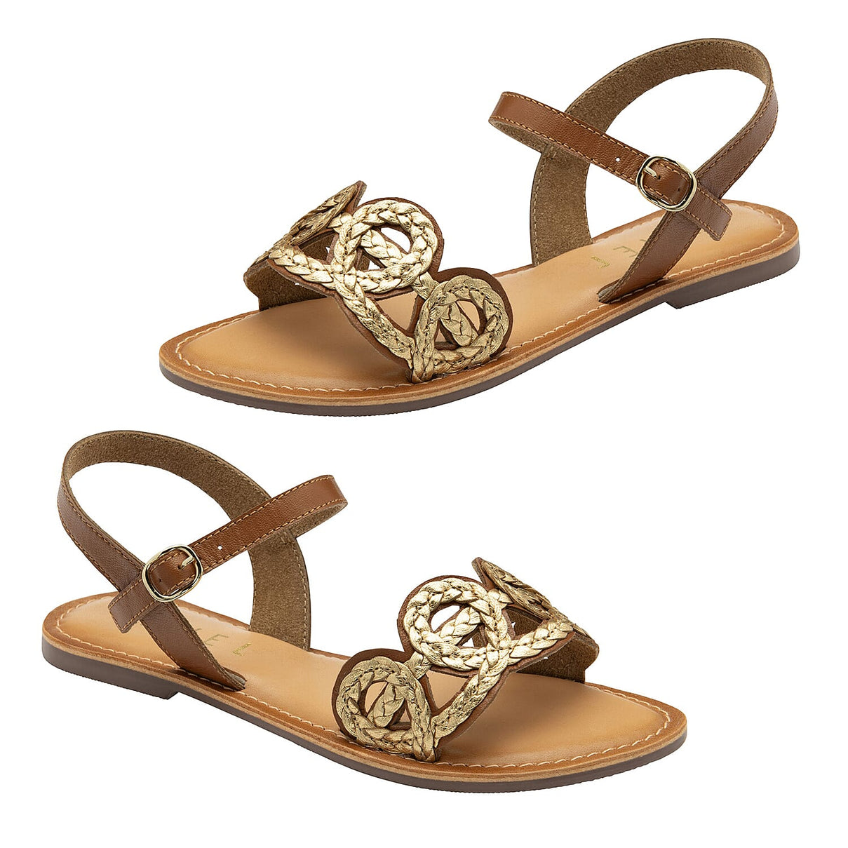 Ravel Ladies Ankle Strap Flat Sandal with Gold Detail 8166504 0