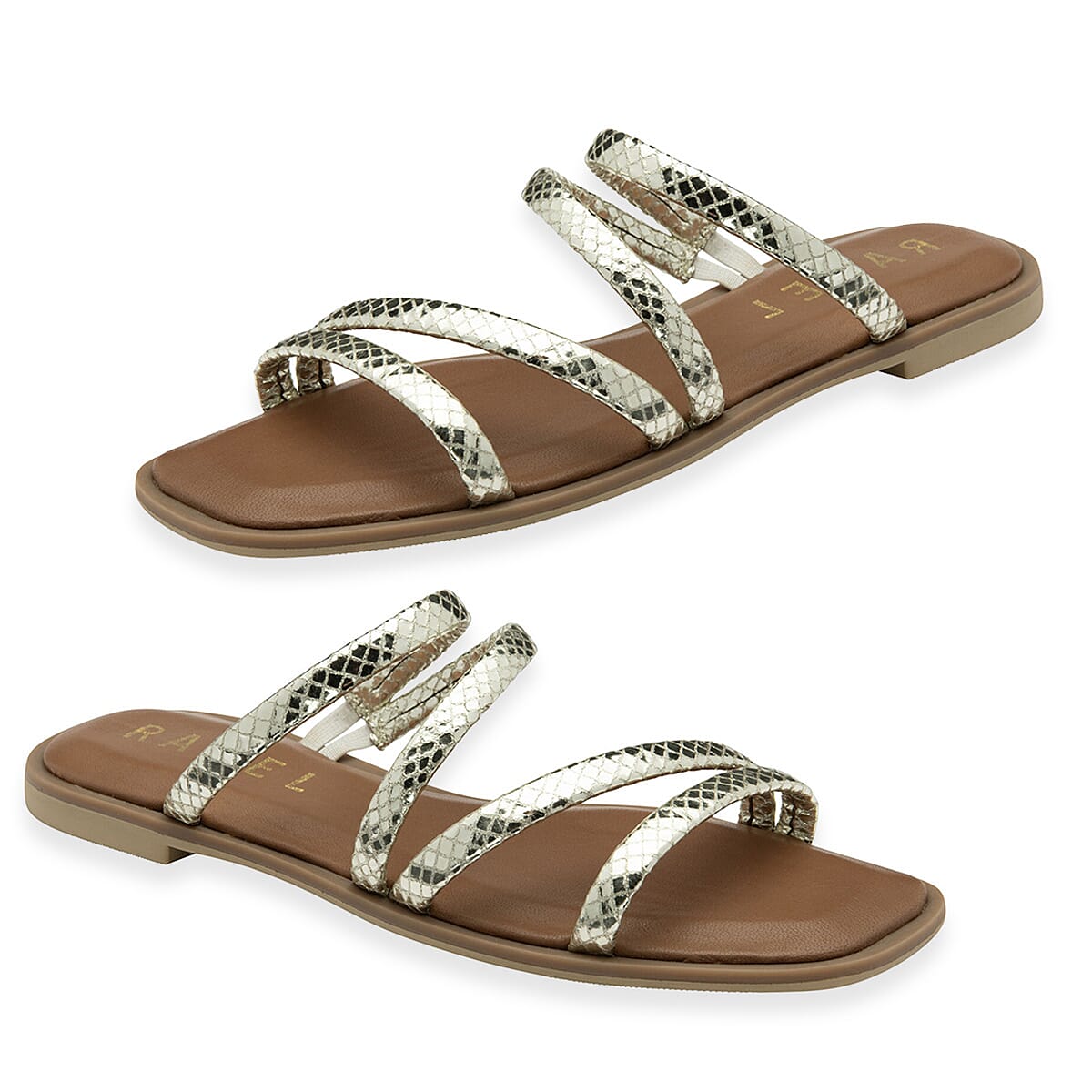 Ravel Women's Tain Gold Snakeskin Strap Flat Sandals 8134510 0
