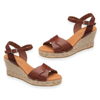 Ravel Womens Faba Leather Wedge Sandals with Ankle Strap (Size - 7) - Tan