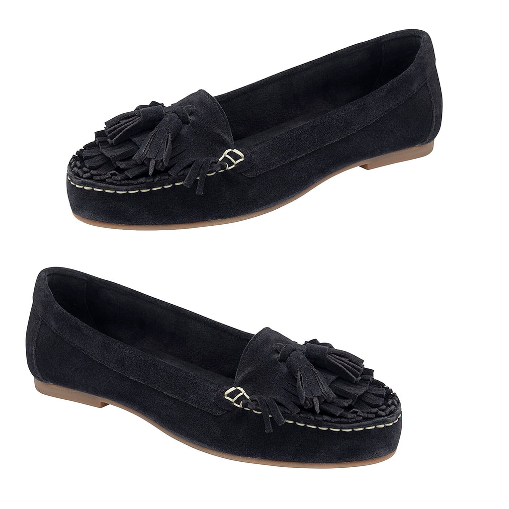 Ravel Atley Womens Slip-On Loafers with Tassel Fringe Detail (Size 3) - Navy