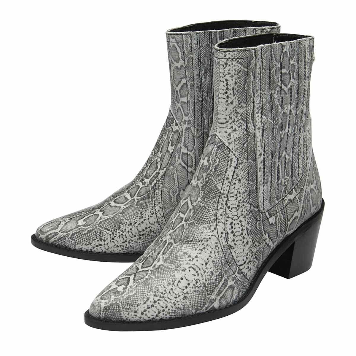 Ravel Langton Snake-Print Leather Ankle Boots (Size - 7) - Grey 8295986 1