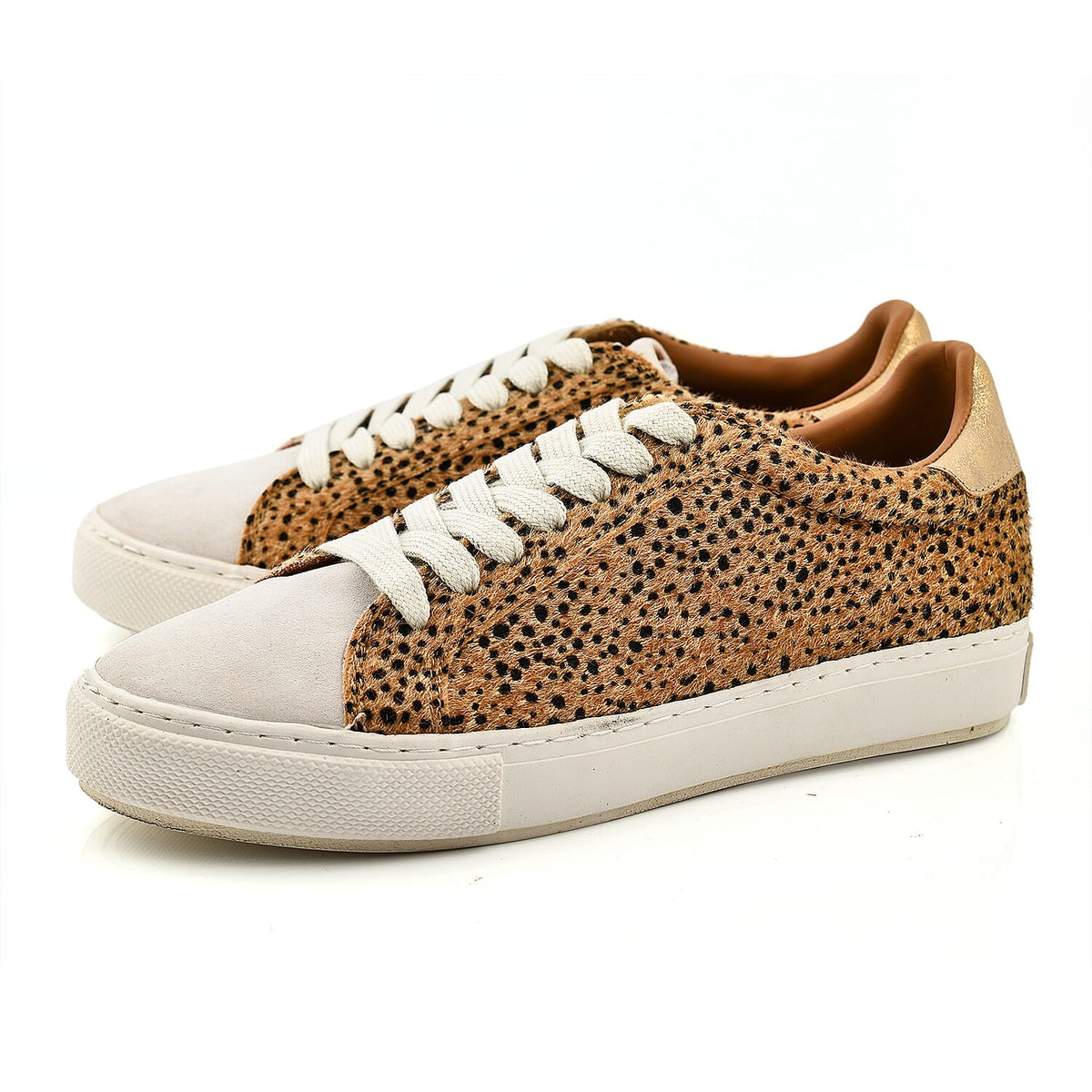 Ravel Leopard Print Lace Up Trainer in White and Brown 6505841 0