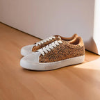 Ravel Leopard Print Lace Up Trainer (Size 9) - White and Brown