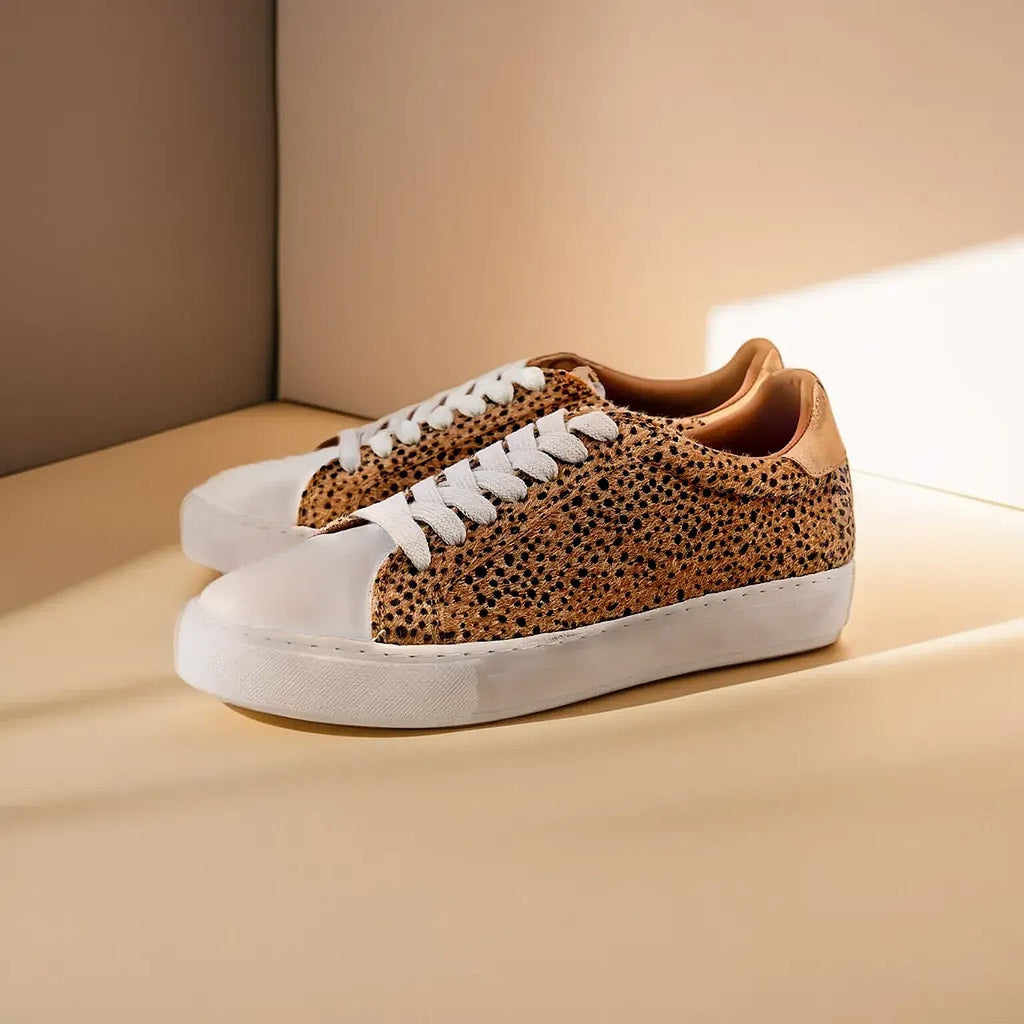 Ravel Leopard Print Lace Up Trainer (Size 9) - White and Brown