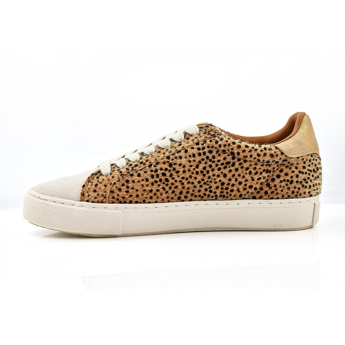 Ravel Leopard Print Lace Up Trainer in White and Brown 6505841 4