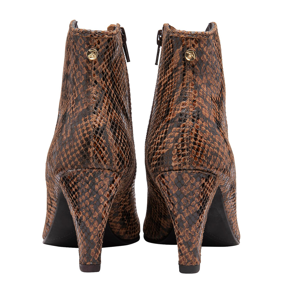 Ravel Levisa Snake Pattern Leather Heeled Ankle Boots - Brown 6016590 2