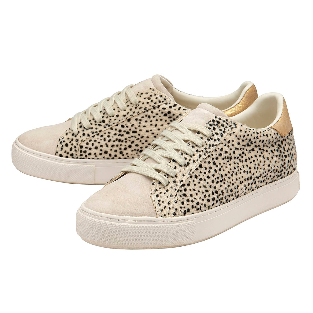 RAVEL Pearl Leopard Print Lace Up Trainer (Size 7) - White