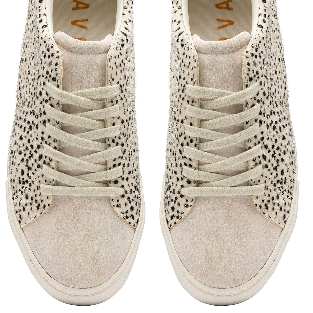 RAVEL Pearl Leopard Print Lace Up Trainer (Size 7) - White