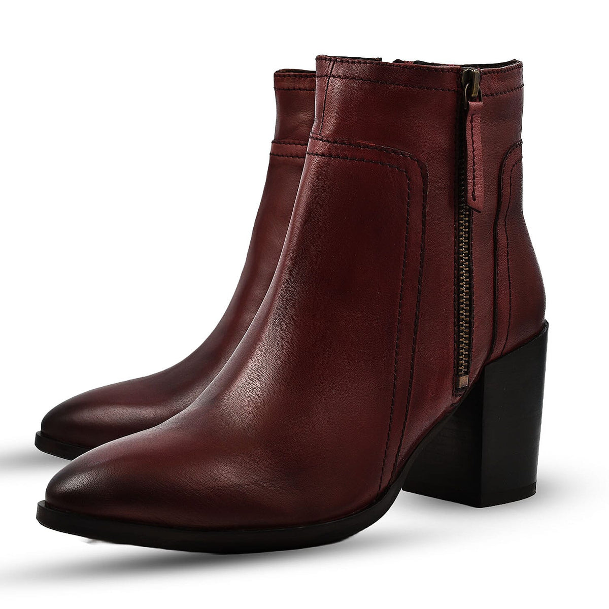 Ravel Premium Leather Womens Fossa Heeled Ankle Boots - DarkRed 7730520 0
