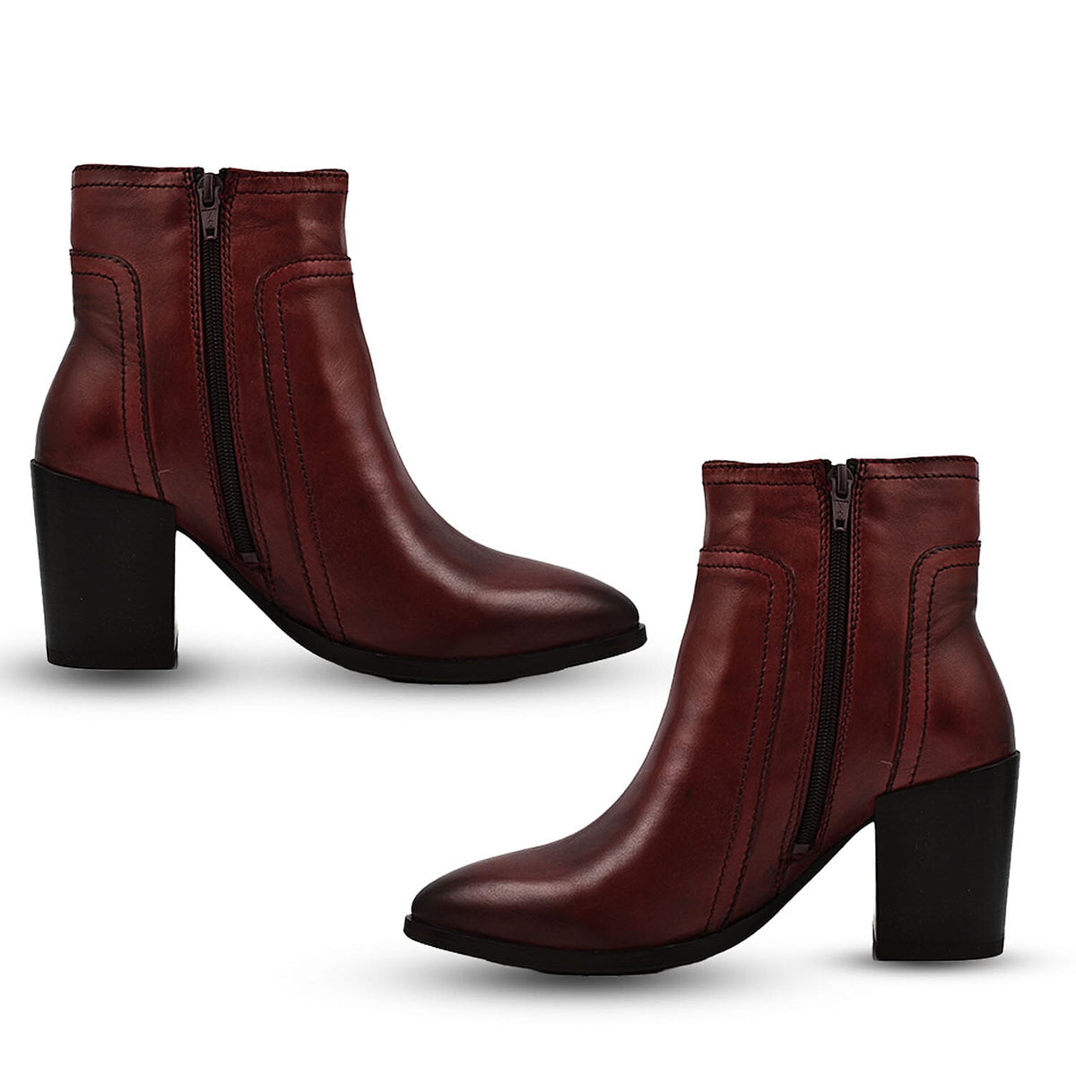 Ravel Premium Leather Womens Fossa Heeled Ankle Boots - DarkRed 7730520 4