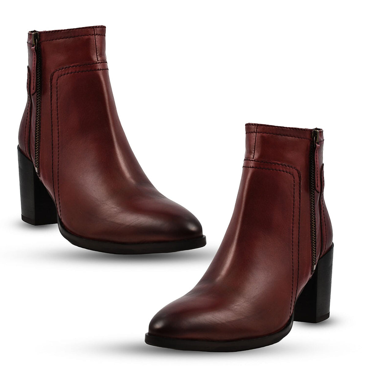 Ravel Premium Leather Womens Fossa Heeled Ankle Boots - DarkRed 7730520 5