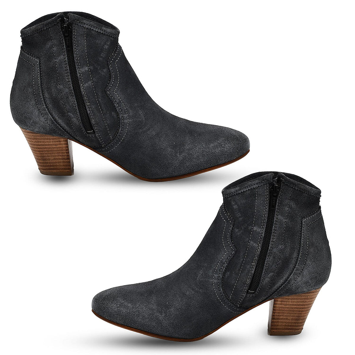 Ravel Premium Leather Womens Teelin Heeled Ankle Boots (Size 3) - Grey 7730517 3