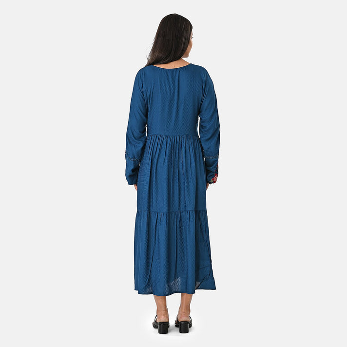 Rayon Printed Dress (Size - Large) - Mustard &amp; Black 8170261 2