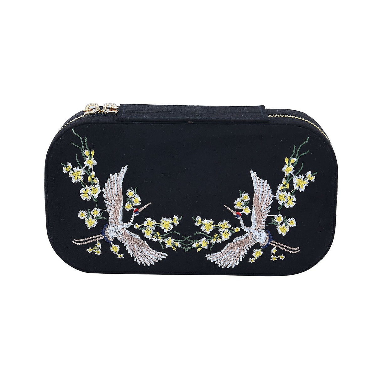 Rectangle Embroidered Jewellery Box with Zip (Size 18x10x5 cm) - Black 7425138 4