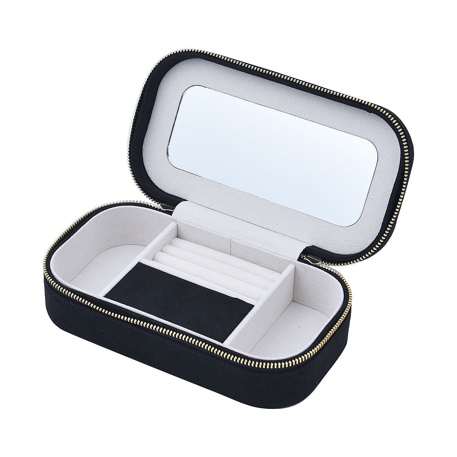 Rectangle Embroidered Jewellery Box with Zip (Size 18x10x5 cm) - Black 7425138 5