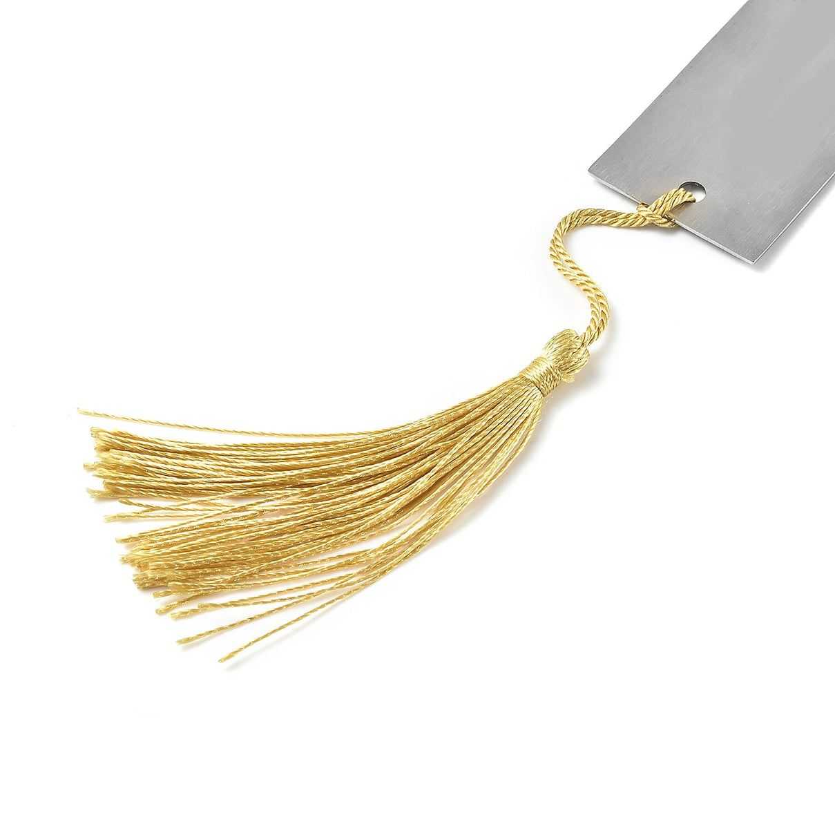 Rectangular Bookmark with Golden Tassel in Silver Tone 6500945 4