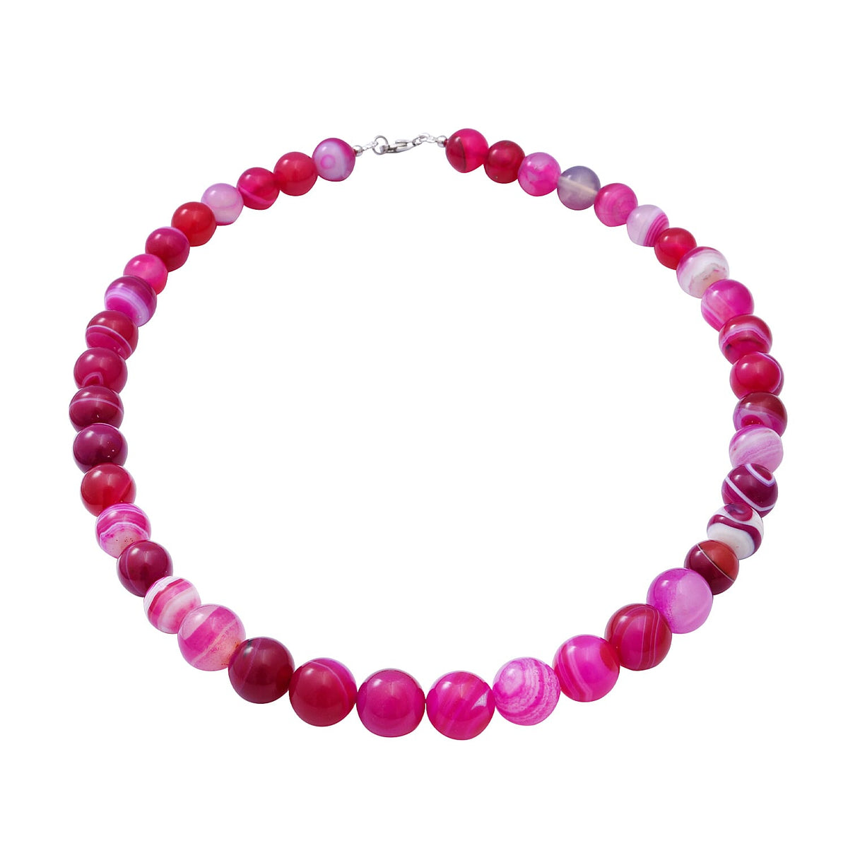 Red Agate Beads Necklace (Size - 20)with Lobster Clasp in Rhodium Overlay Sterling Silver 350.00 Ct. 8962134 0