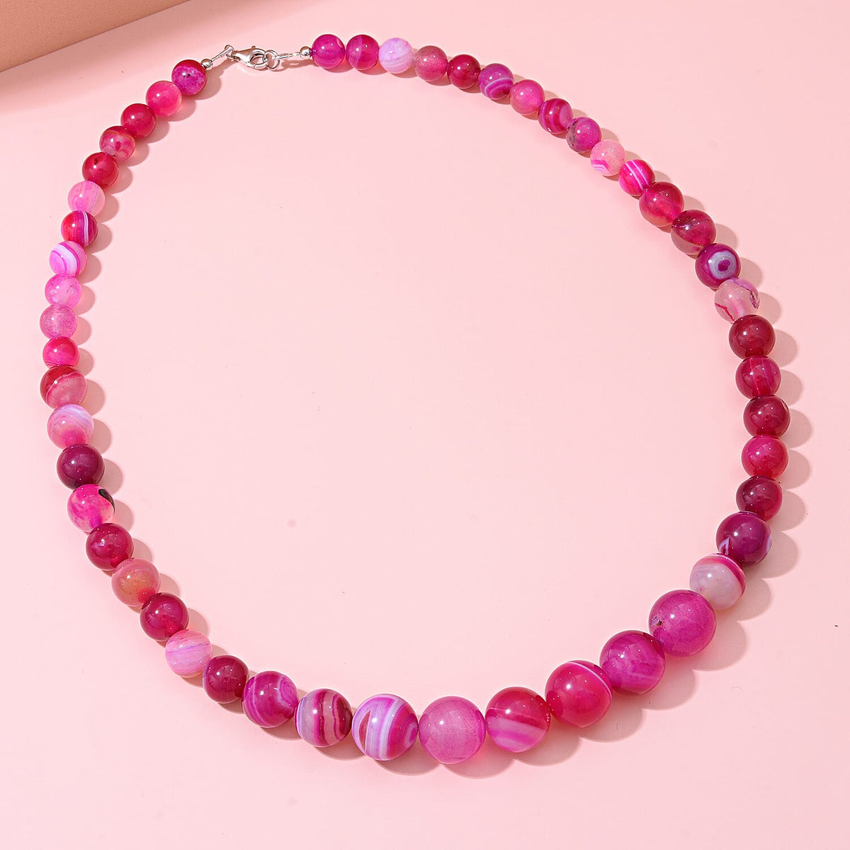 Red Agate Beads Necklace (Size - 20)with Lobster Clasp in Rhodium Overlay Sterling Silver 350.00 Ct. 8962134 1