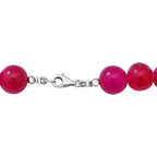 Red Agate Beads Necklace (Size - 20)with Lobster Clasp in Rhodium Overlay Sterling Silver 350.00 Ct.