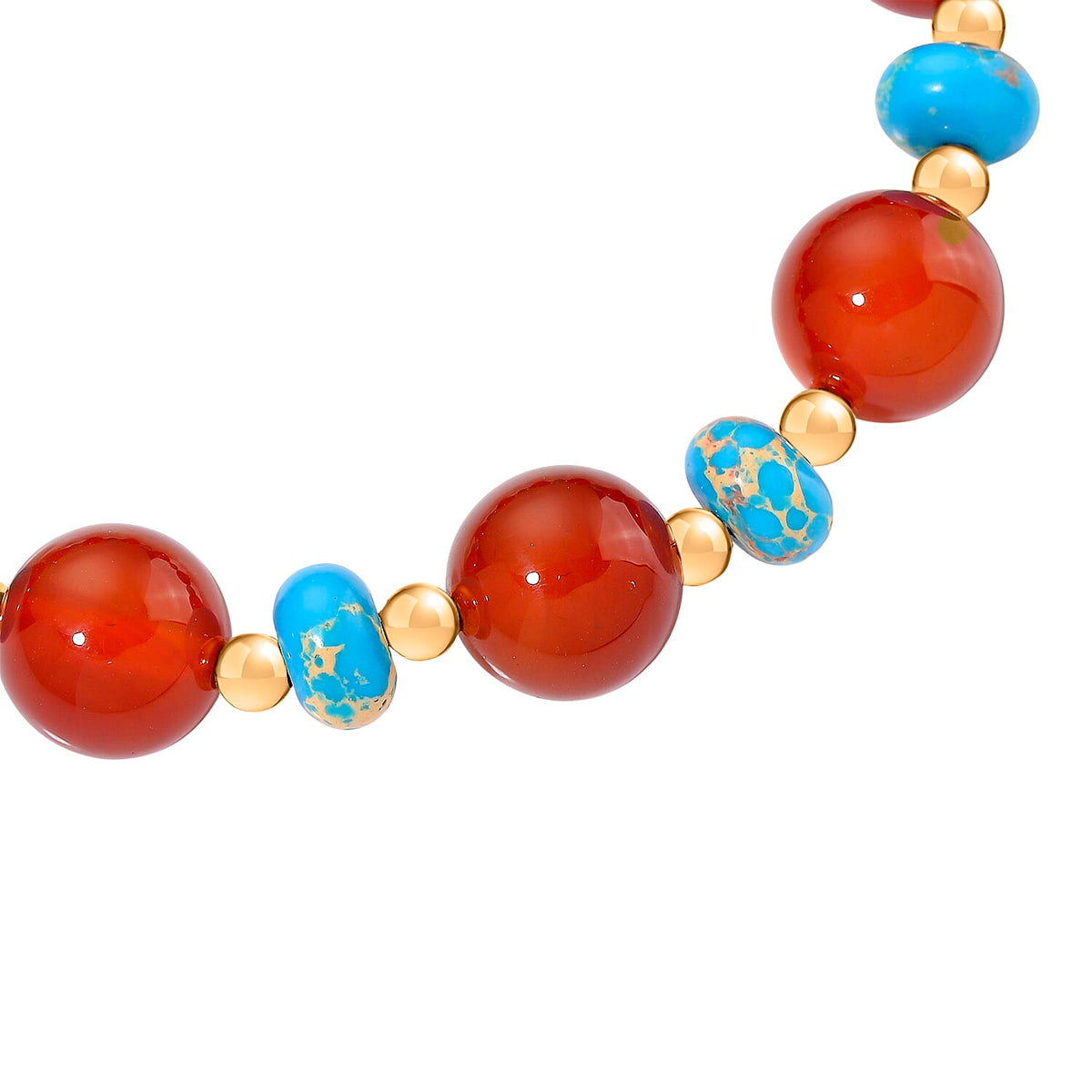Pueblo Style Collection Launch - Ruby Agate &amp; Blue Imperial Jasper Bracelet (Size 7.5 Strechable) in Yellow Gold Overlay 110.00 Ct. 8215444 4