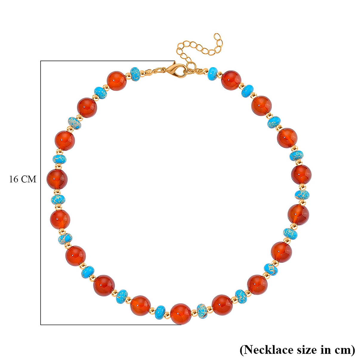 Pueblo Style Collection Launch - Ruby Agate &amp; Blue Imperial Jasper Necklace (Size 18 + 2) in Yellow Gold Overlay 230.00 Ct. 8215438 5
