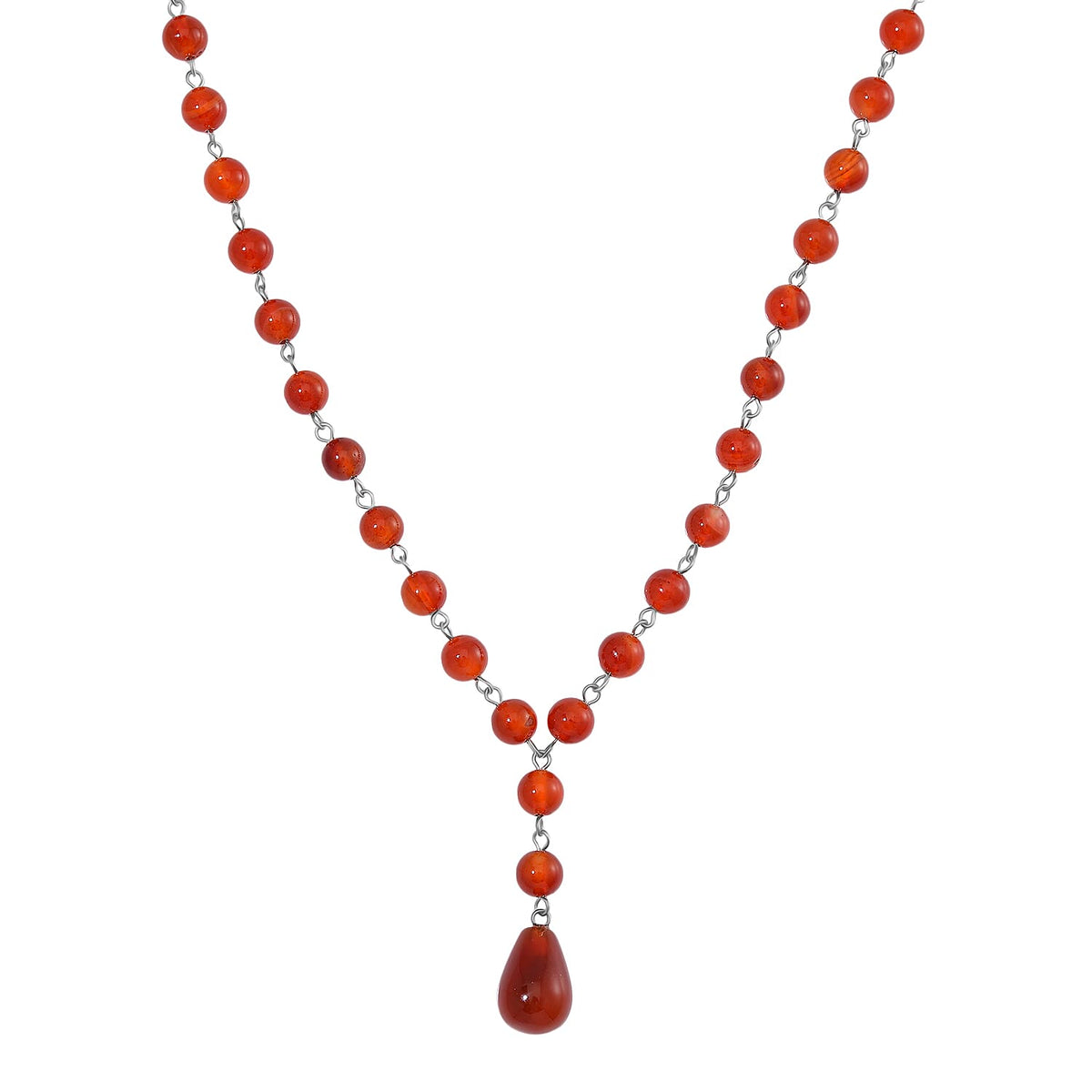 Red Agate Necklace (Size 18+2 Ext.) in Silver Tone 140.00 Ct. V32636814 0