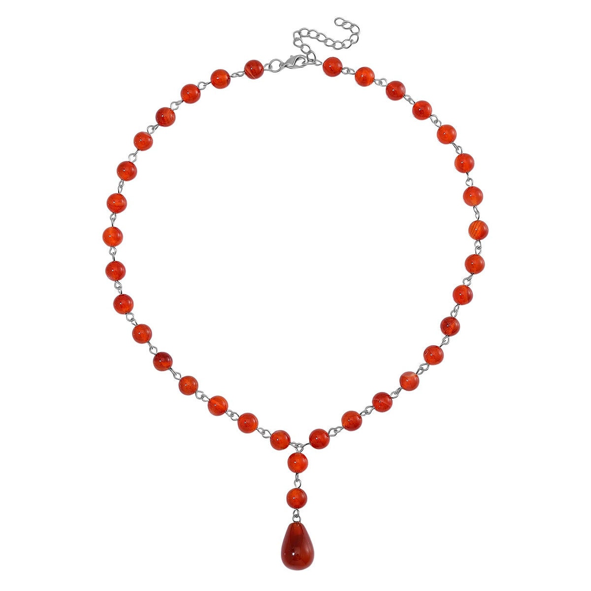 Red Agate Necklace (Size 18+2 Ext.) in Silver Tone 140.00 Ct. V32636814 3