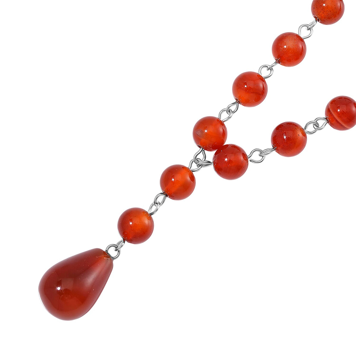 Red Agate Necklace (Size 18+2 Ext.) in Silver Tone 140.00 Ct. V32636814 4