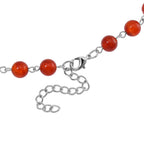 Red Agate Necklace (Size 18-2 Ext.) in Silver Tone 140.00 Ct.