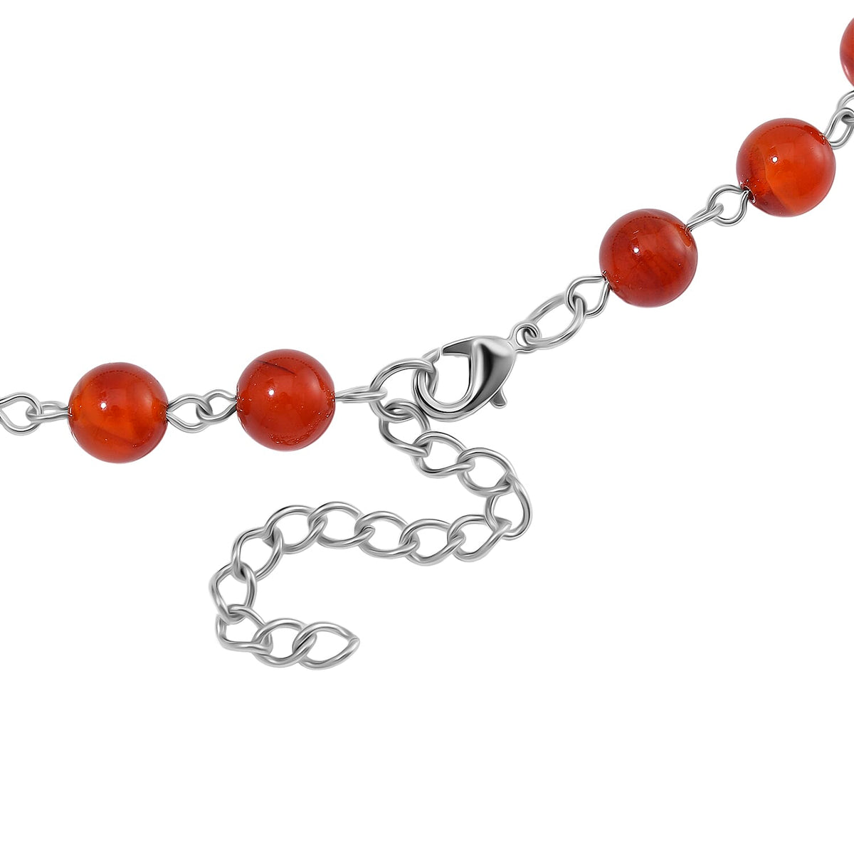 Red Agate Necklace (Size 18+2 Ext.) in Silver Tone 140.00 Ct. V32636814 5
