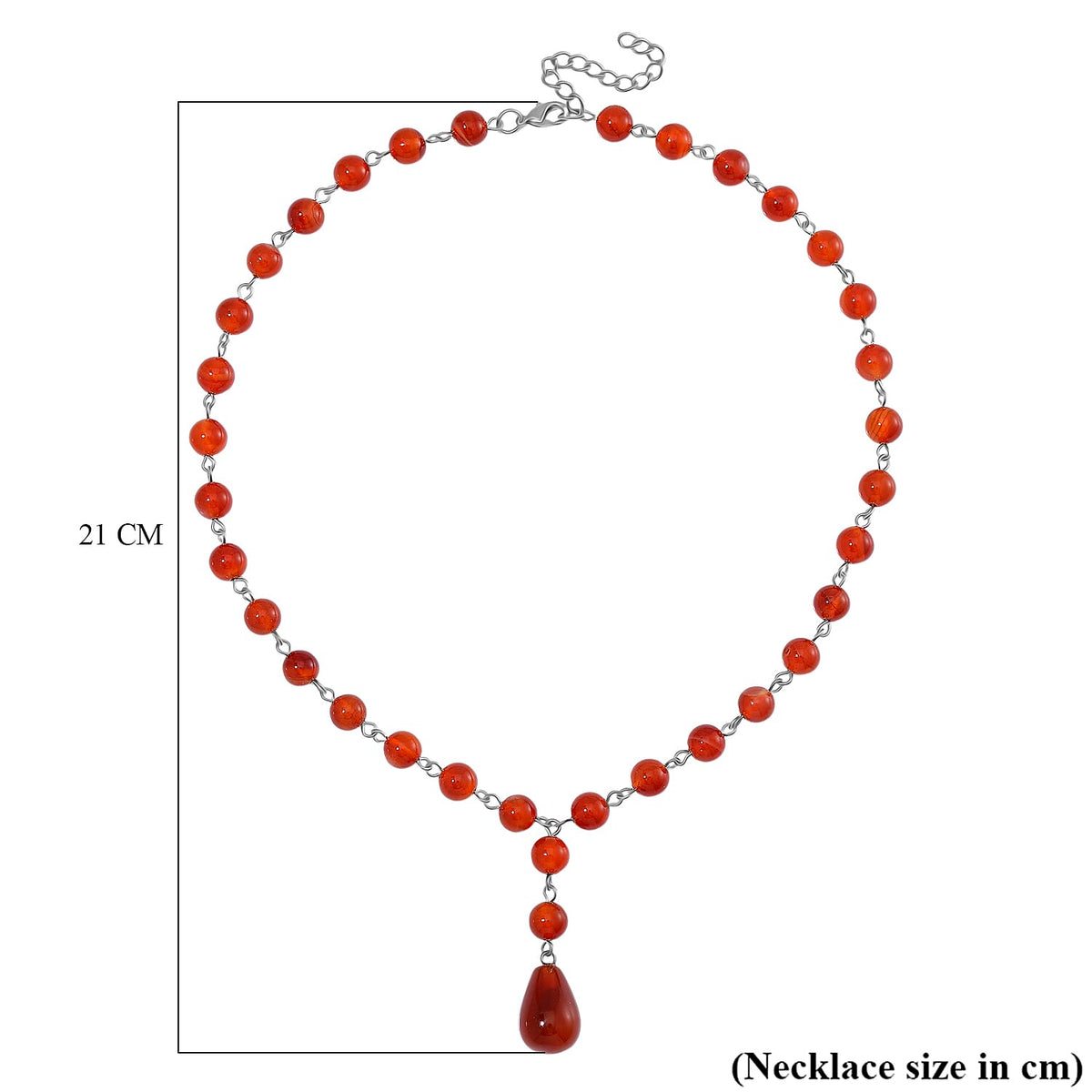 Red Agate Necklace (Size 18+2 Ext.) in Silver Tone 140.00 Ct. V32636814 6