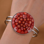 Red Color Murano Glass Bangle in Silver Tone 25.00 Ct.