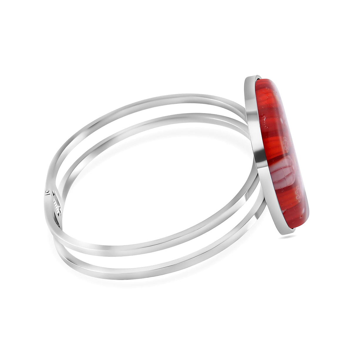 Red Colour Murano Style Glass Bangle (Size 6.5) in White Tone 25.00 Ct. V32516355 3