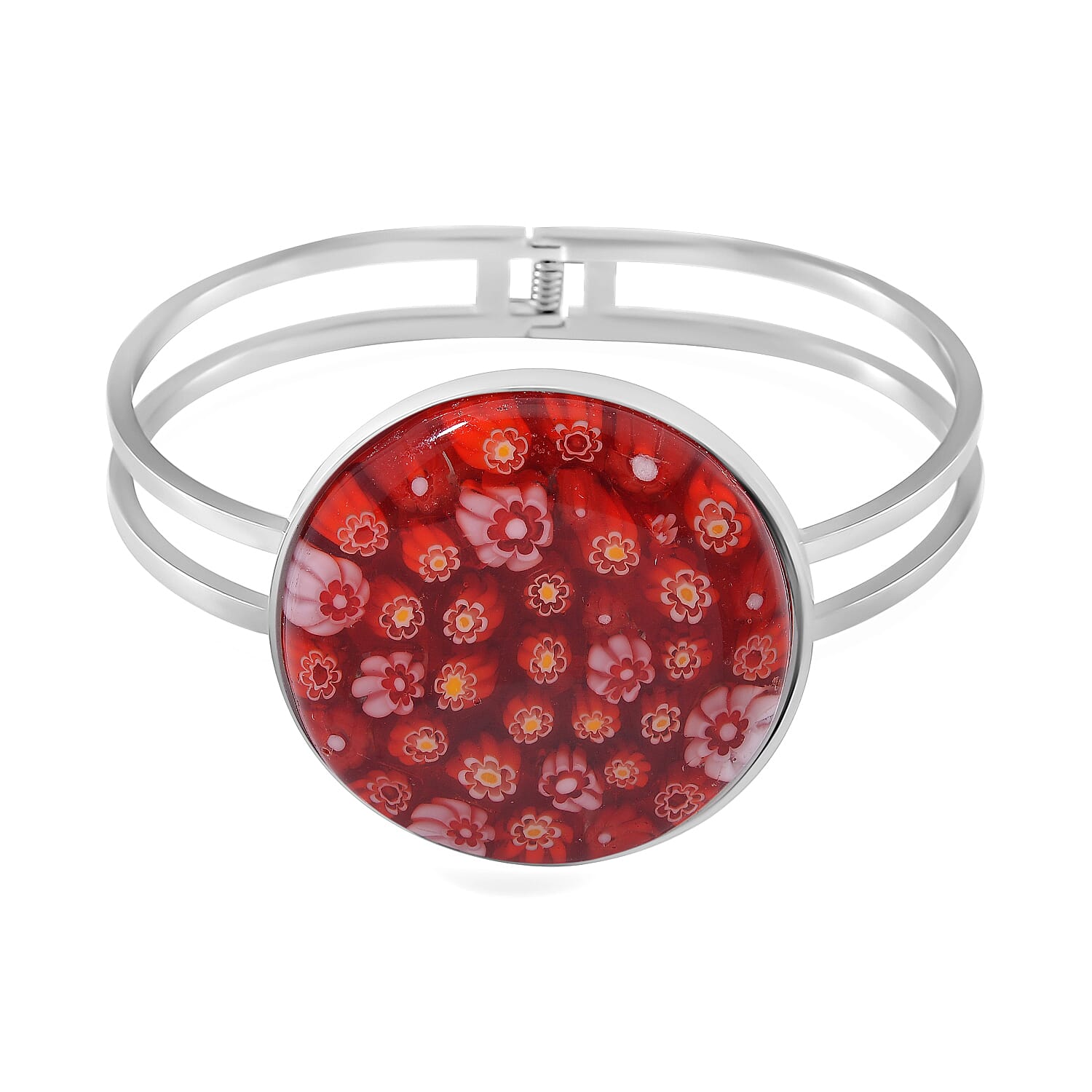 Red Colour Murano Style Glass Bangle (Size 7.5) in White Tone 25.00 Ct. V32515436 0