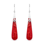 Royal Bali Collection - Red Coral Sterling Silver Earring with Hook