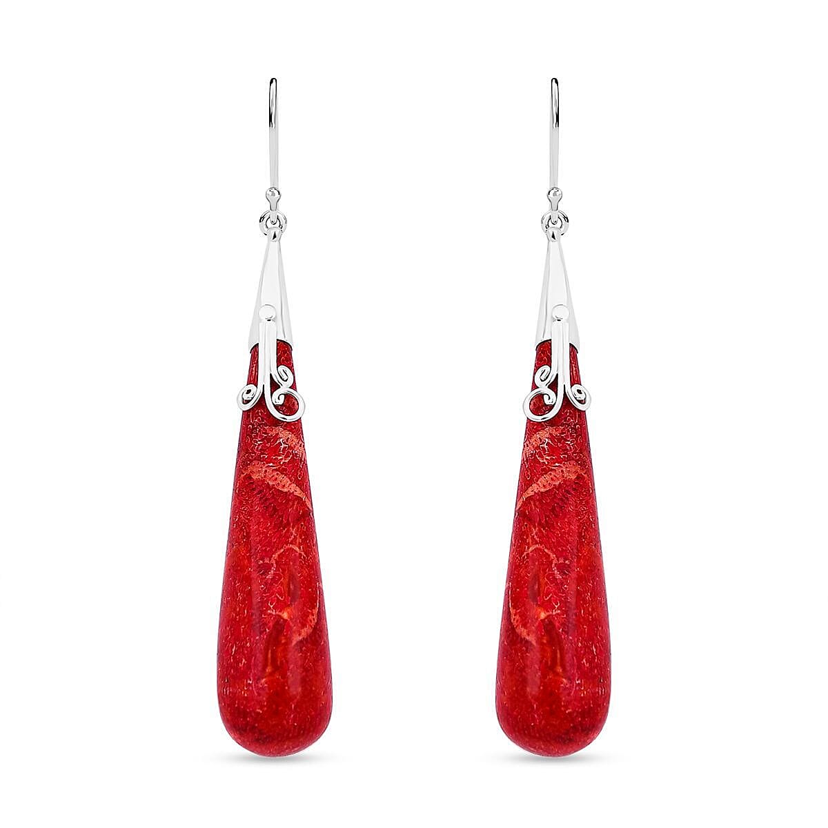 Red Coral Earrings in Sterling Silver 7768457 0