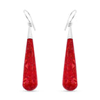Royal Bali Collection - Red Coral Sterling Silver Earring with Hook