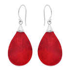 Red Coral Sterling Silver Floral Drop Earring with J Hook