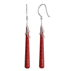Royal Bali Collection - Red Coral Sterling Silver Earring with Hook