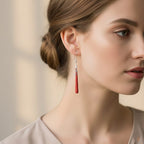 Royal Bali Collection - Red Coral Sterling Silver Earring with Hook
